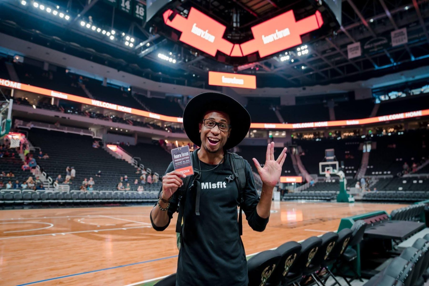 Arena floor, media pass