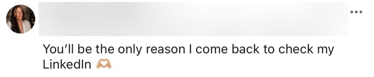 A LinkedIn comment welcoming Quentin back