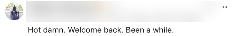 A LinkedIn comment welcoming Quentin back